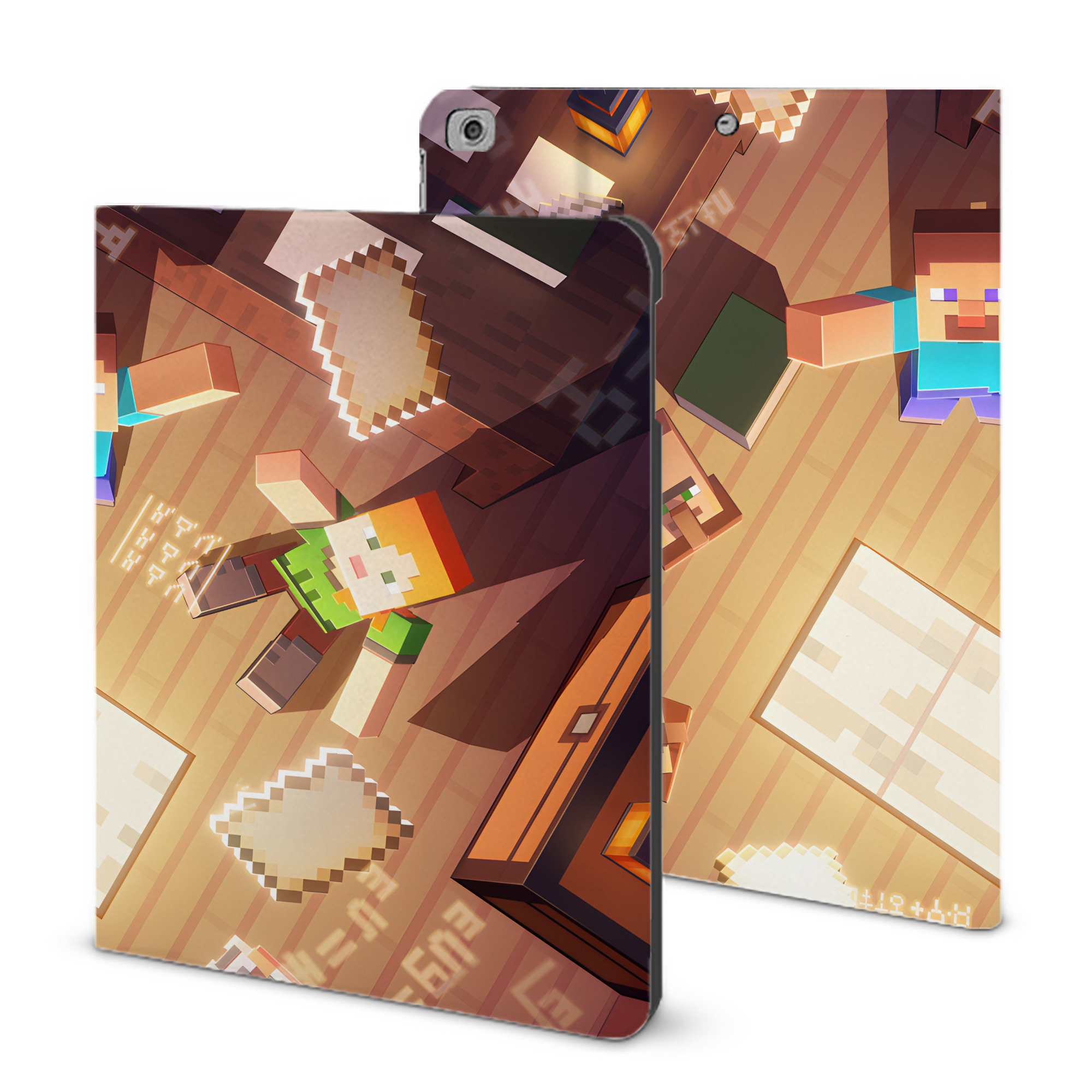 （画像用） マインクラフト ブロックの世界 Minecraft MC Block world IPad ケース ブック型 PUレザー TPU 耐衝撃 軽量 薄型 ペン収納なし 全面保護 IPad 各モデル対応
